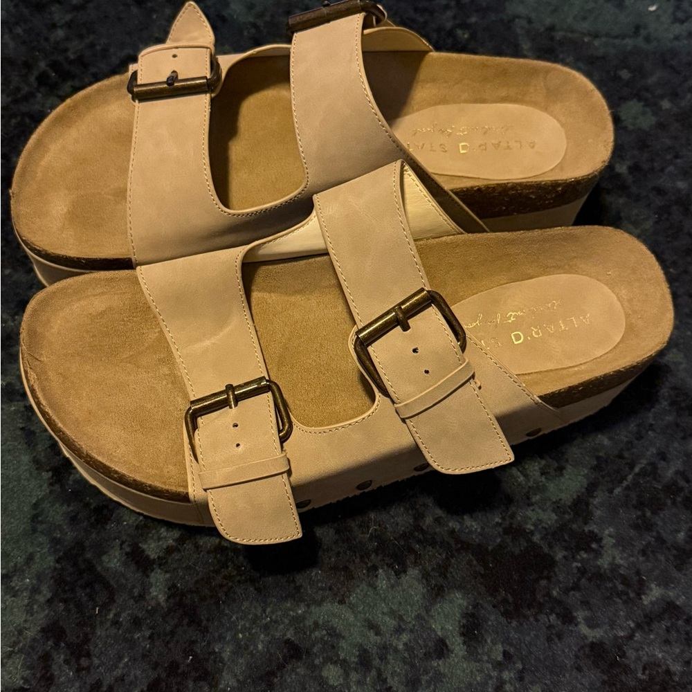 Altar'd State Tan Sandals with Double Buckle